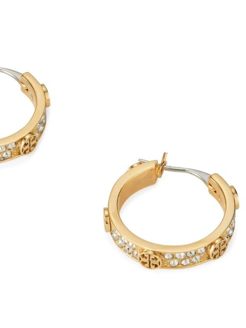 Tory Burch small Miller crystal hoop earrings - Gold - zdjęcie produktu nr 2