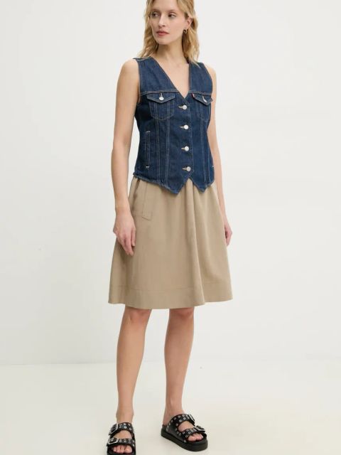Levi's kamizelka jeansowa LOOSE VEST H125 kolor granatowy jednorzędowa 001T9