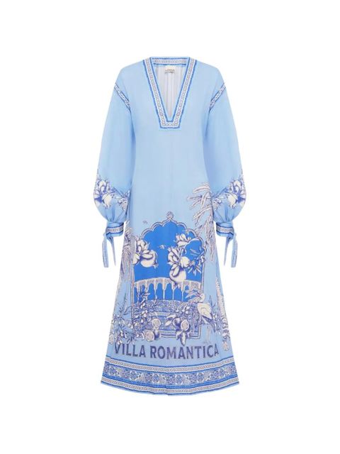 ALEMAIS floral print V-neck dress - Blue - zdjęcie produktu nr 1