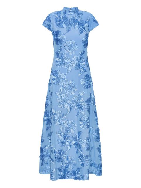 ROTATE BIRGER CHRISTENSEN floral-embroidered midi dress - Blue - zdjęcie produktu nr 1