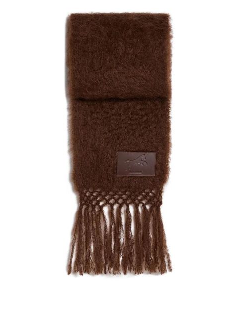 Jil Sander logo-patch fringed scarf - Brown - zdjęcie produktu nr 1