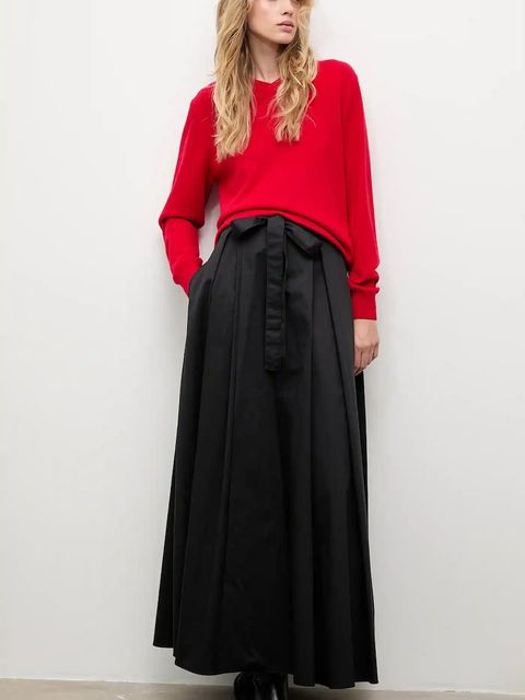 Answear.LAB spódnica bawełniana kolor czarny maxi rozkloszowana