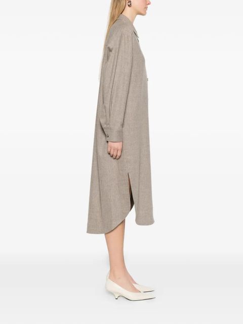 KHAITE Gloria button long-sleeve midi dress - Neutrals - zdjęcie produktu nr 2