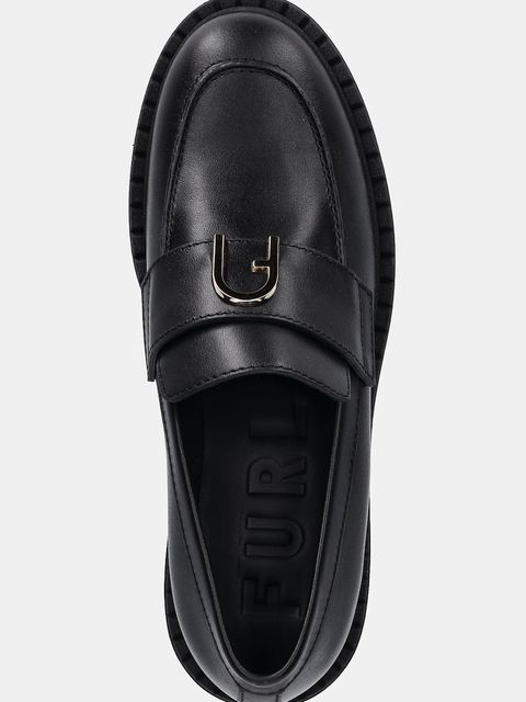 Furla mokasyny skórzane New Legacy Loafer damskie kolor czarny na platformie YJ81FNL WU0000 O6000