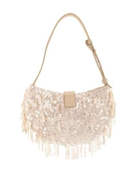 STAUD Alana sequinned shoulder bag - Neutrals