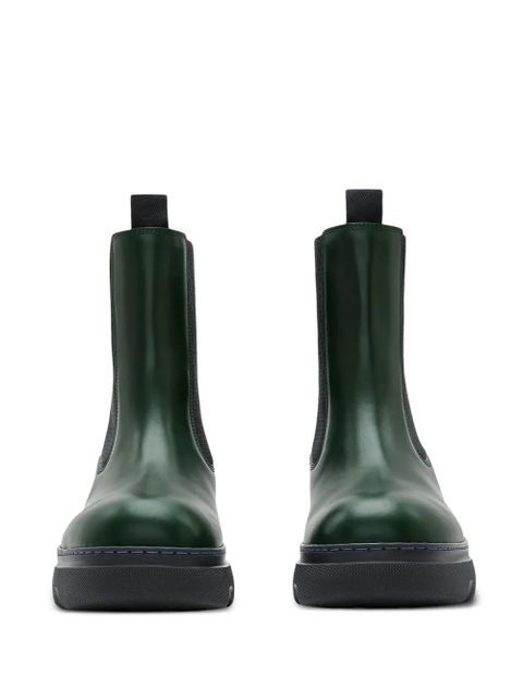 Burberry round-toe leather boots - Green