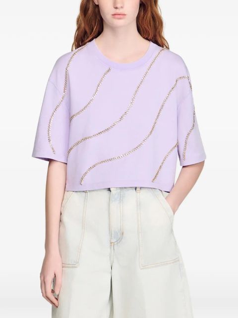 SANDRO embellished crop shirt - Purple