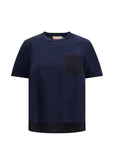 Marni embroidered-logo pocket T-shirt - Blue - zdjęcie produktu nr 1