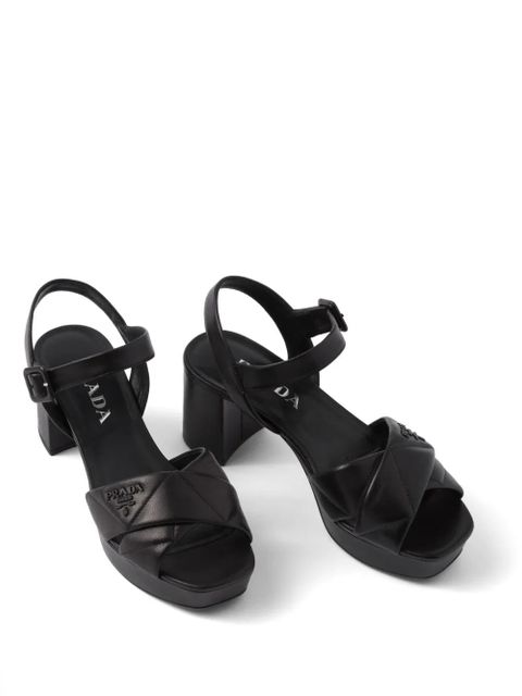 Prada 65mm quilted leather sandals - Black
