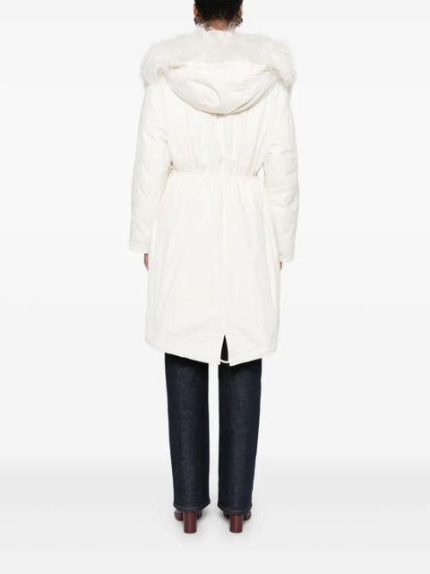 Yves Salomon fur-collar buttoned jacket - White