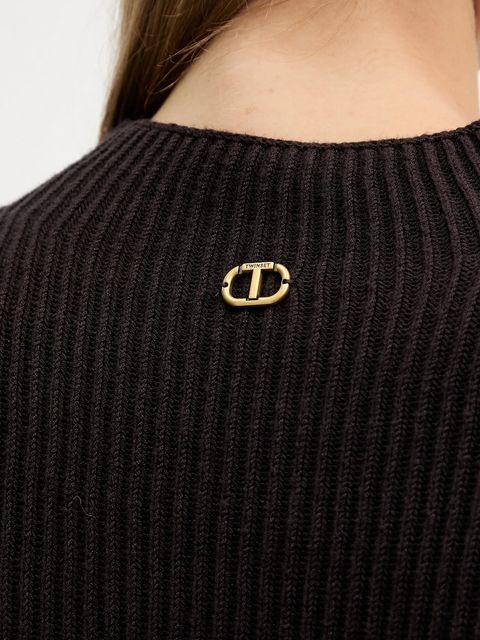 Twinset sukienka z dodatkiem wełny kolor brązowy mini rozkloszowana 252TT3140