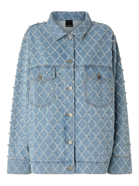 PINKO studded diamond-patterned jacket - Blue - zdjęcie produktu nr 1