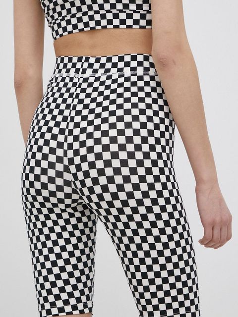 Vans szorty bawełniane damskie wzorzyste high waist VN0A7PNE56M1-BLACKWHITE