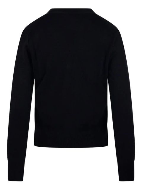 AMI Paris Ami De Coeur-logo embroidered cardigan - Black - zdjęcie produktu nr 2