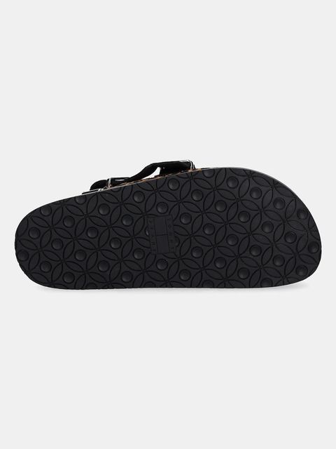 Tommy Jeans sandały skórzane TJW MULE LEOPARD damskie kolor brązowy EN0EN02884