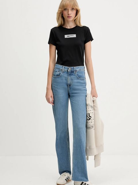 Karl Lagerfeld Jeans bluza damska kolor beżowy z nadrukiem A4W20003