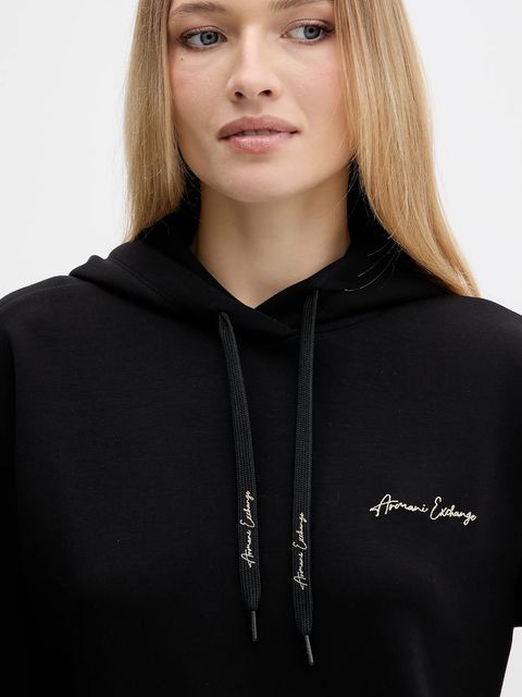Armani Exchange bluza damska kolor czarny z kapturem gładka XW000836 AF13397 - zdjęcie produktu nr 2