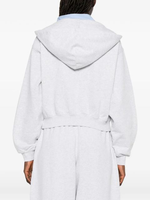 Alexander Wang logo-print cropped hoodie - Grey