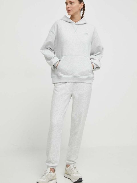 New Balance bluza bawełniana WT41537AHH damska kolor szary z kapturem melanżowa WT41537AHH - zdjęcie produktu nr 2