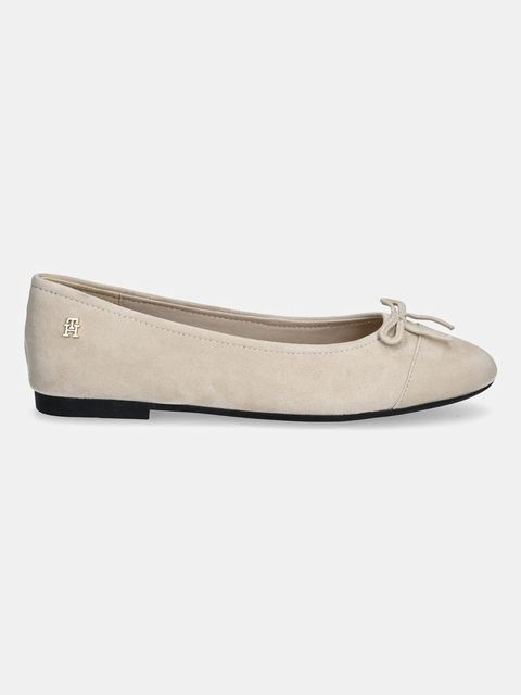 Tommy Hilfiger baleriny zamszowe TOE CAP SUEDE BALLERINA - zdjęcie produktu nr 1