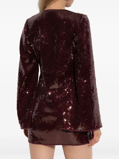 Oséree sequin-embellished deep-V mini dress - Red