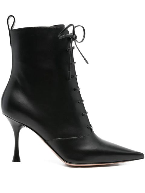 Gianvito Rossi 85mm lace-up pointed-toe boots - Black - zdjęcie produktu nr 1