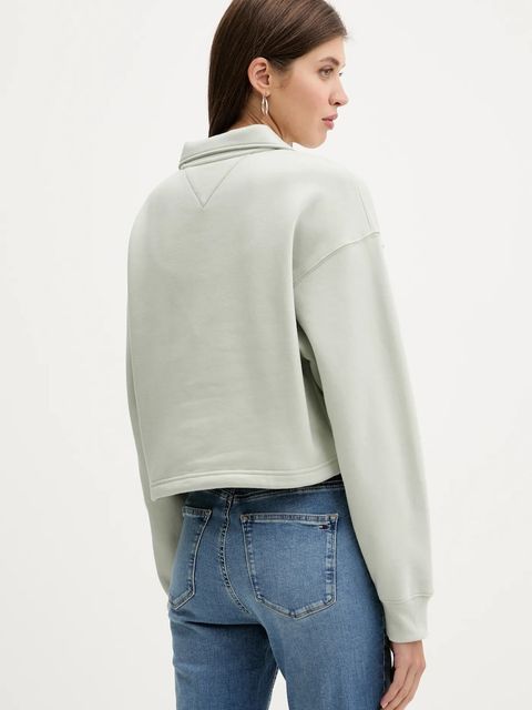 Tommy Jeans bluza damska kolor zielony gładka DW0DW20946