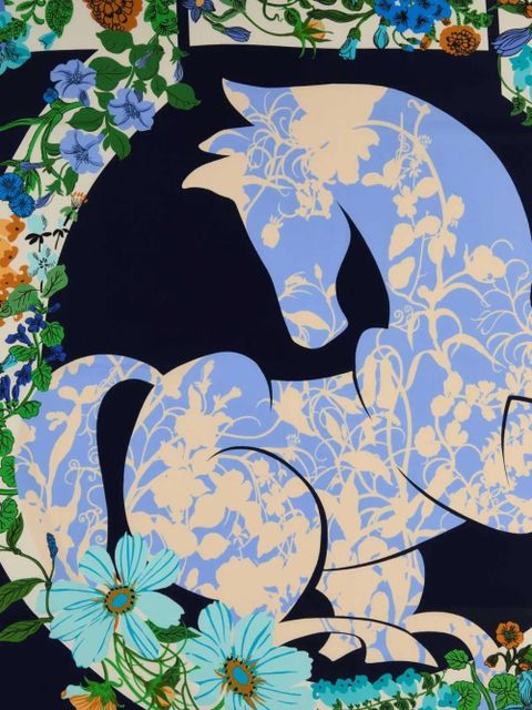 Ferragamo Pegaso floral scarf - Blue