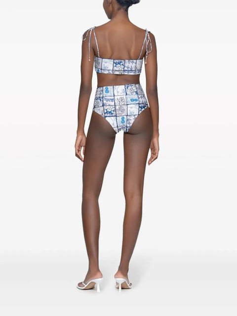 Agua By Agua Bendita Primavera Porcelana tile-print bikini top - Blue