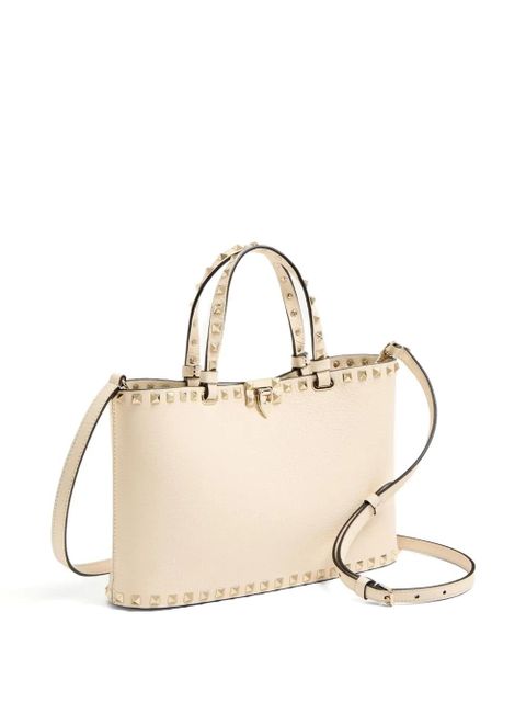 Valentino Garavani Valentino Garavani Rockstud Small Shopping Bag In Grainy Calfskin - Neutrals