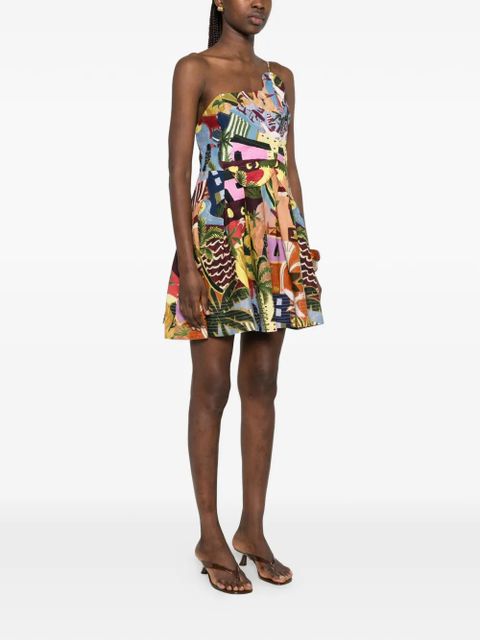 FARM Rio graphic-print bow-detail dress - Blue