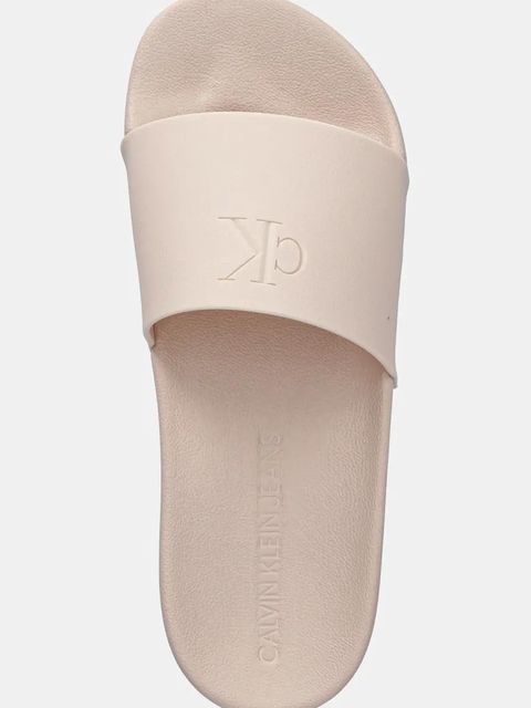 Calvin Klein Jeans klapki SLIDE MONOGRAM TPU damskie kolor beżowy YW0YW01715