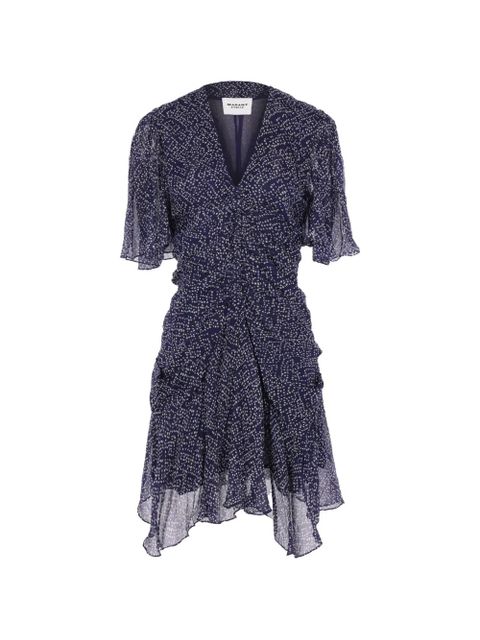 MARANT ÉTOILE ruffle-detail printed dress - Blue - zdjęcie produktu nr 1
