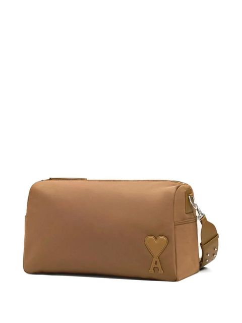 AMI Paris heart-patch shoulder bag - Brown