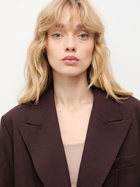 Answear.LAB marynarka kolor bordowy jednorzędowa gładka