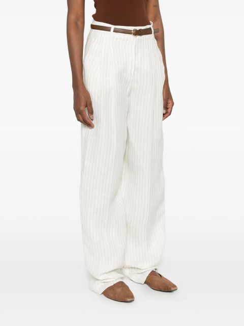 Max Mara Fonte striped belt trousers - Neutrals