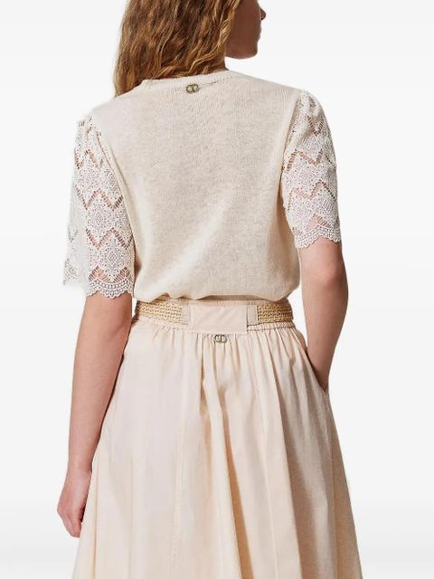 TWINSET belted midi skirt - Neutrals