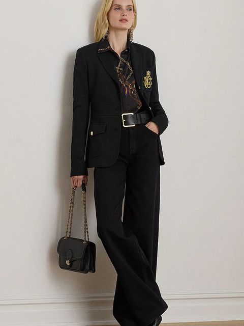 Lauren Ralph Lauren marynarka kolor czarny jednorzędowa gładka 200980022