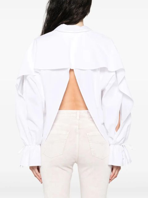 Blumarine polo-collar poplin shirt - White