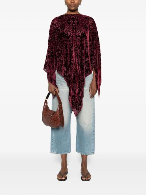 ETRO paisley-pattern velvet poncho - Red
