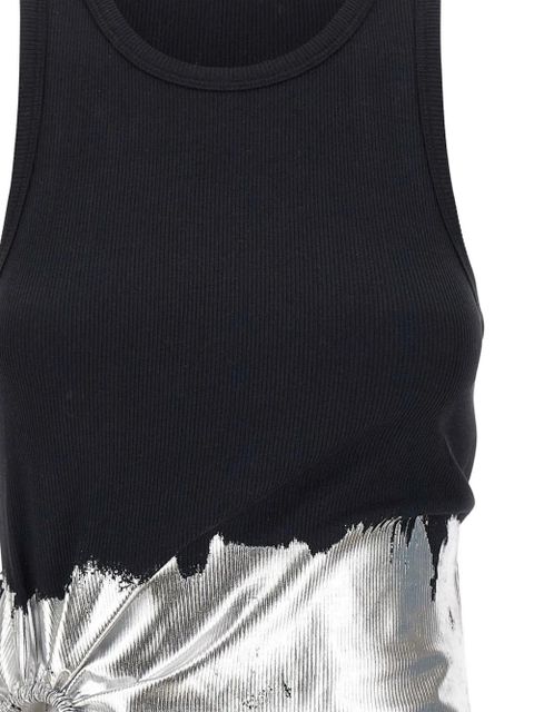 Rabanne foil-finish asymmetric tank top - Black