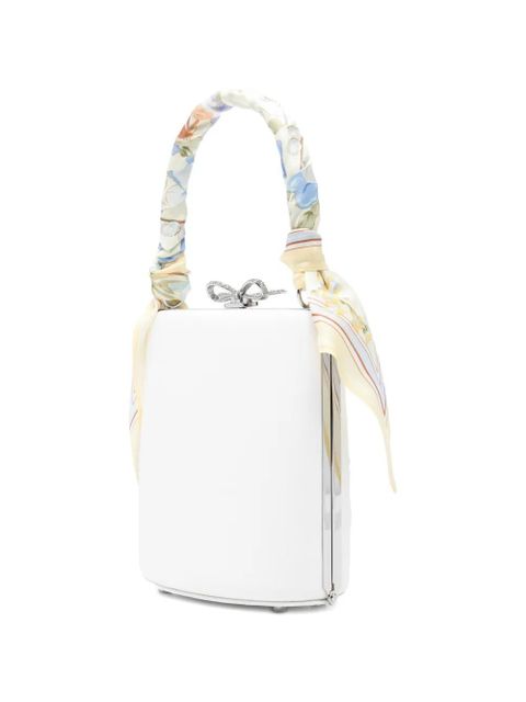 Self-Portrait bow-detail clutch bag - White