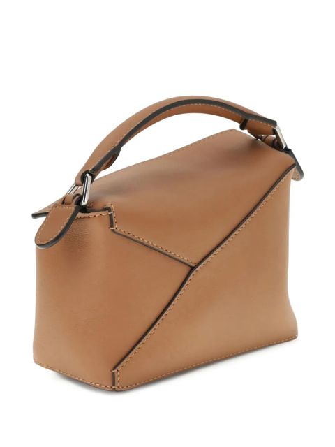 LOEWE mini Puzzle Edge geometric-panel tote bag - Brown