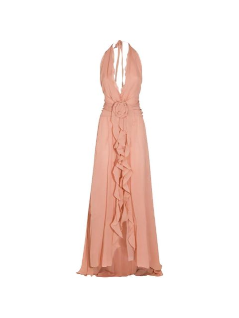 Blumarine floral-appliqué ruffled maxi dress - Pink - zdjęcie produktu nr 1