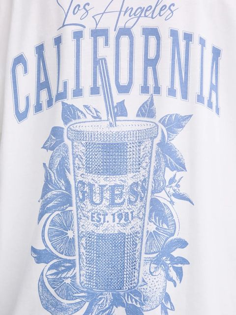 Guess t-shirt bawełniany damski kolor biały W5YI10 JA914