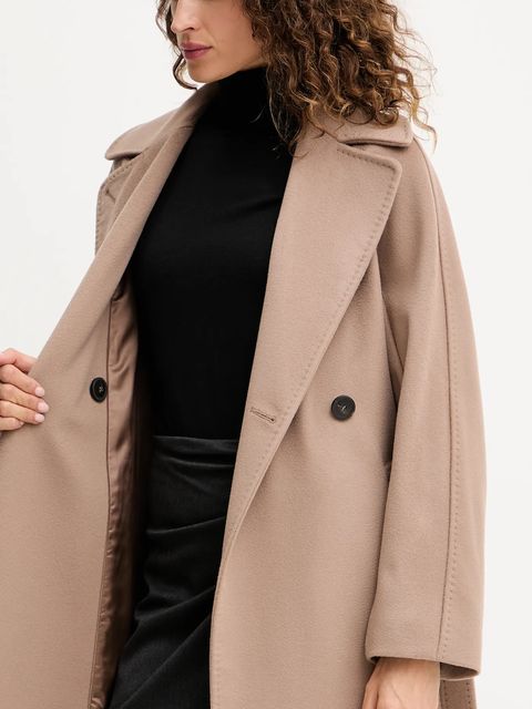 Weekend Max Mara płaszcz wełniany RESINA damski kolor brązowy przejściowy oversize 2525016031600