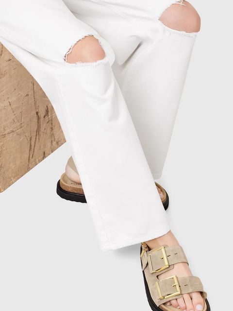 AllSaints sandały zamszowe Isla Sandal damskie kolor beżowy W045FC