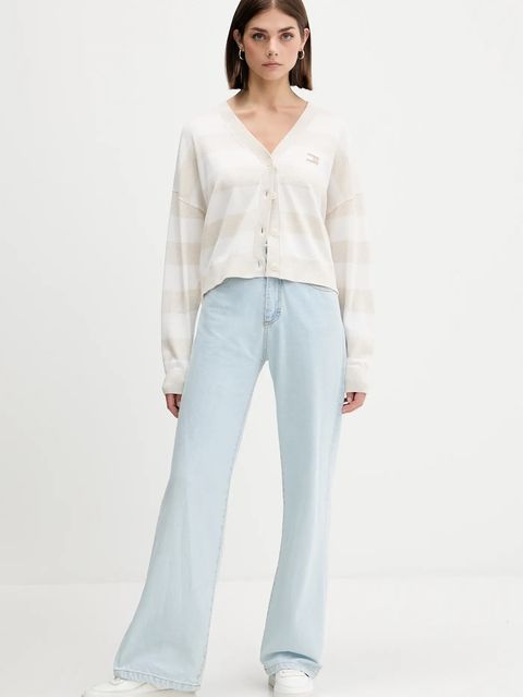 Tommy Jeans kardigan bawełniany damski kolor beżowy lekki DW0DW20968 - zdjęcie produktu nr 2