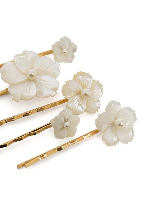 Jennifer Behr floral-pearl bobby pin set - White - zdjęcie produktu nr 2