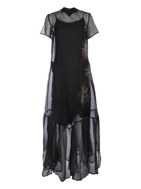 STAUD Calluna embellished-detail ruffled maxi dress - Black